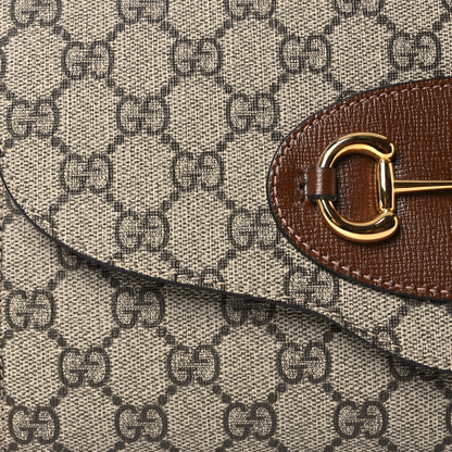 Gucci GG Supreme Monogram Azalea Calfskin Web Small Horsebit 1955 Crossbody Bag Beige Ebony Brown Sugar 8 of 11