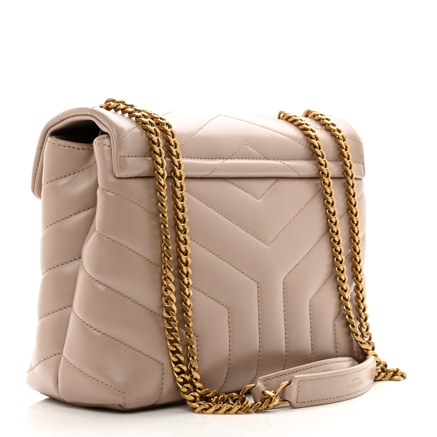 Calfskin Y Quilted Monogram Small Loulou Chain Satchel Light Natural