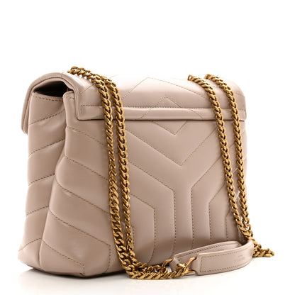 Saint Laurent Calfskin Y Quilted Monogram Small Loulou Chain Satchel Light Natural 3 of 10