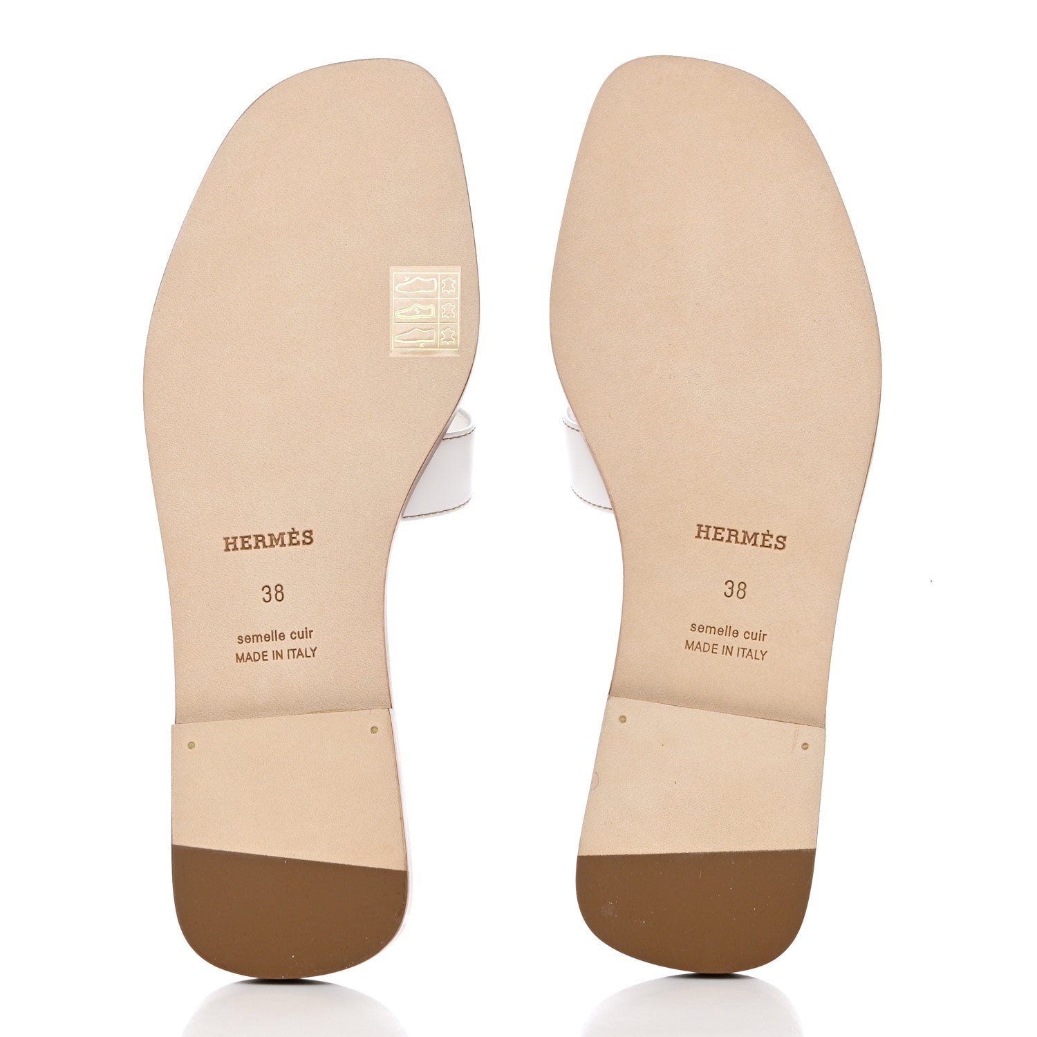 Hermes Box Calfskin Oran Sandals 38 White 5 of 9