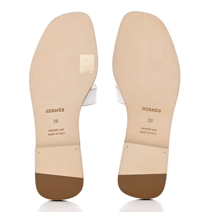 Hermes Box Calfskin Oran Sandals 38 White 5 of 9