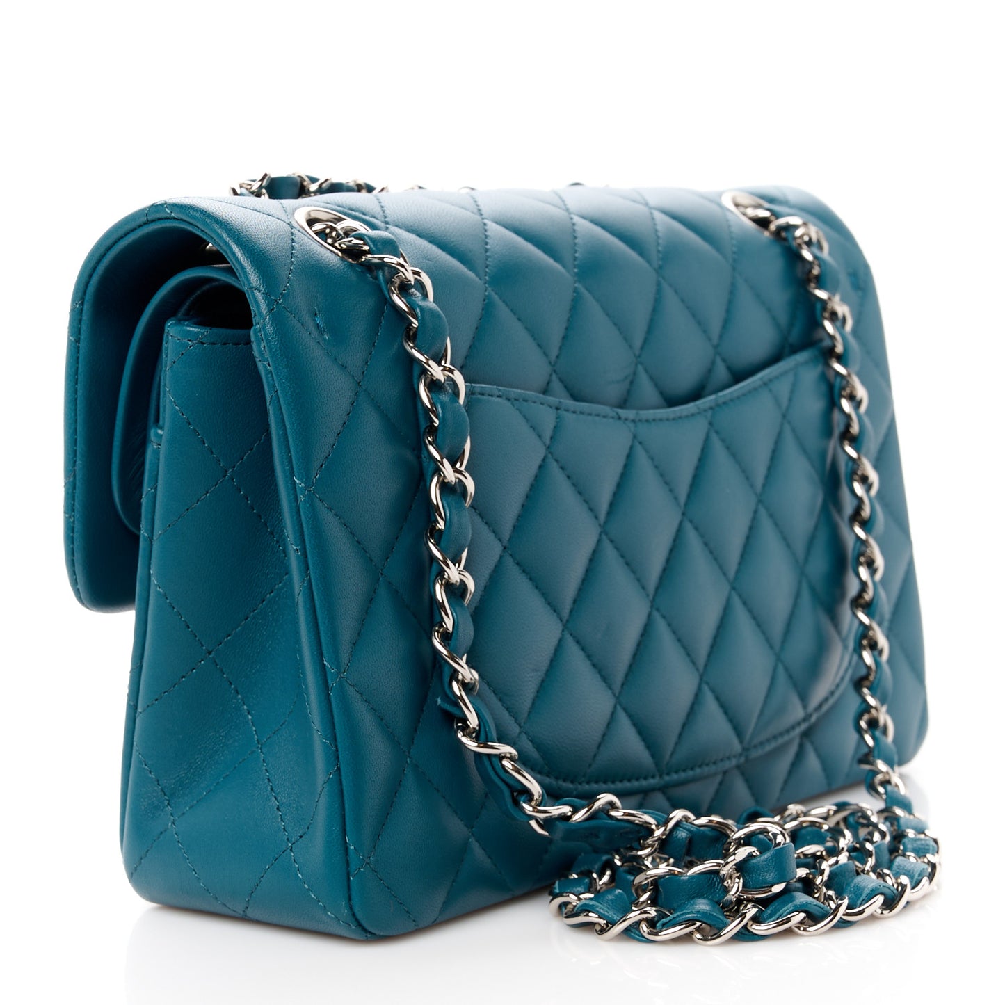 Lambskin Quilted Small Double Flap Dark Turqoise