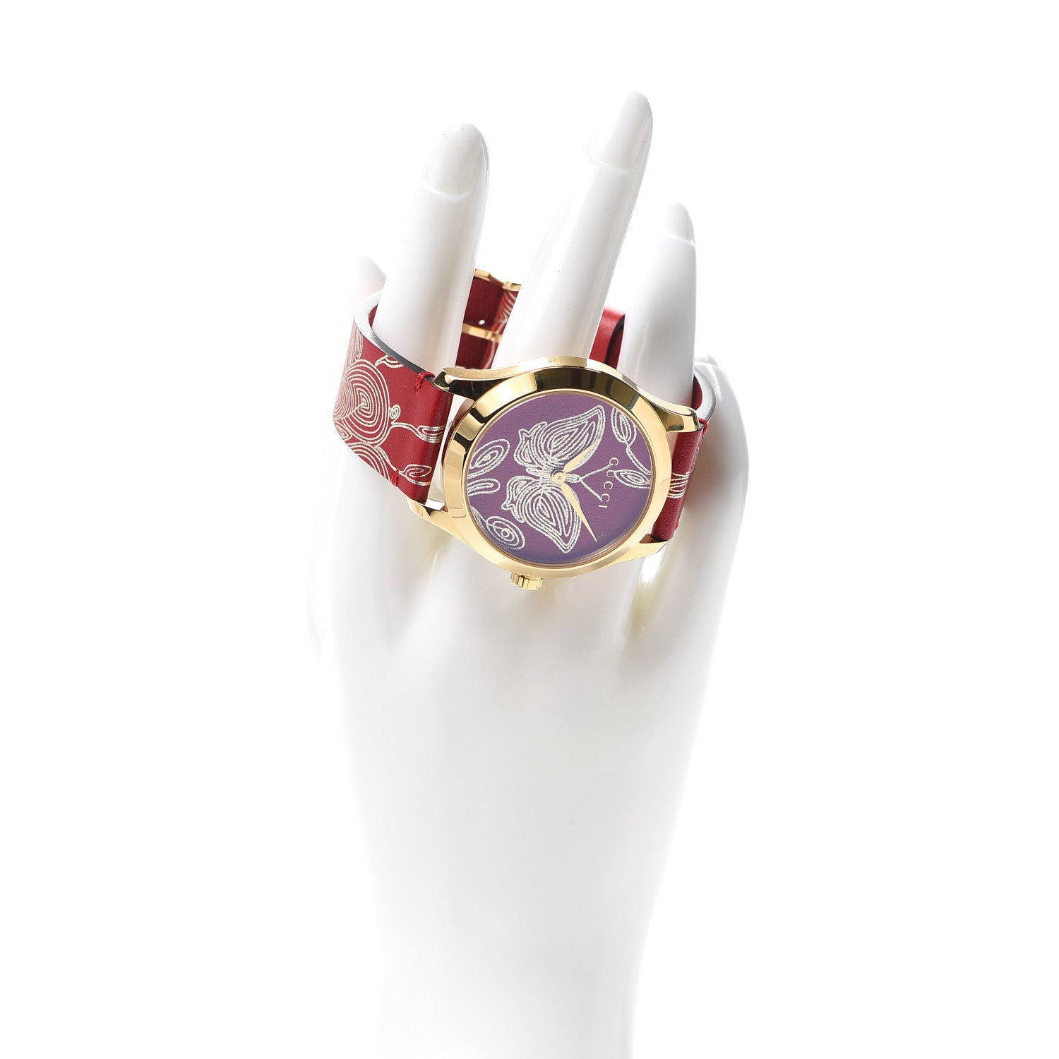 Gucci Stainless Steel Calfskin 38mm G-Timeless Butterfly Quartz Watch Red 2 of 7