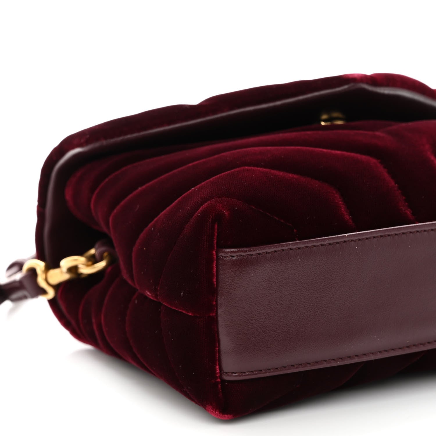 Saint Laurent Velvet Y Quilted Monogram Toy Loulou Crossbody Bag French Burgundy 9 of 10