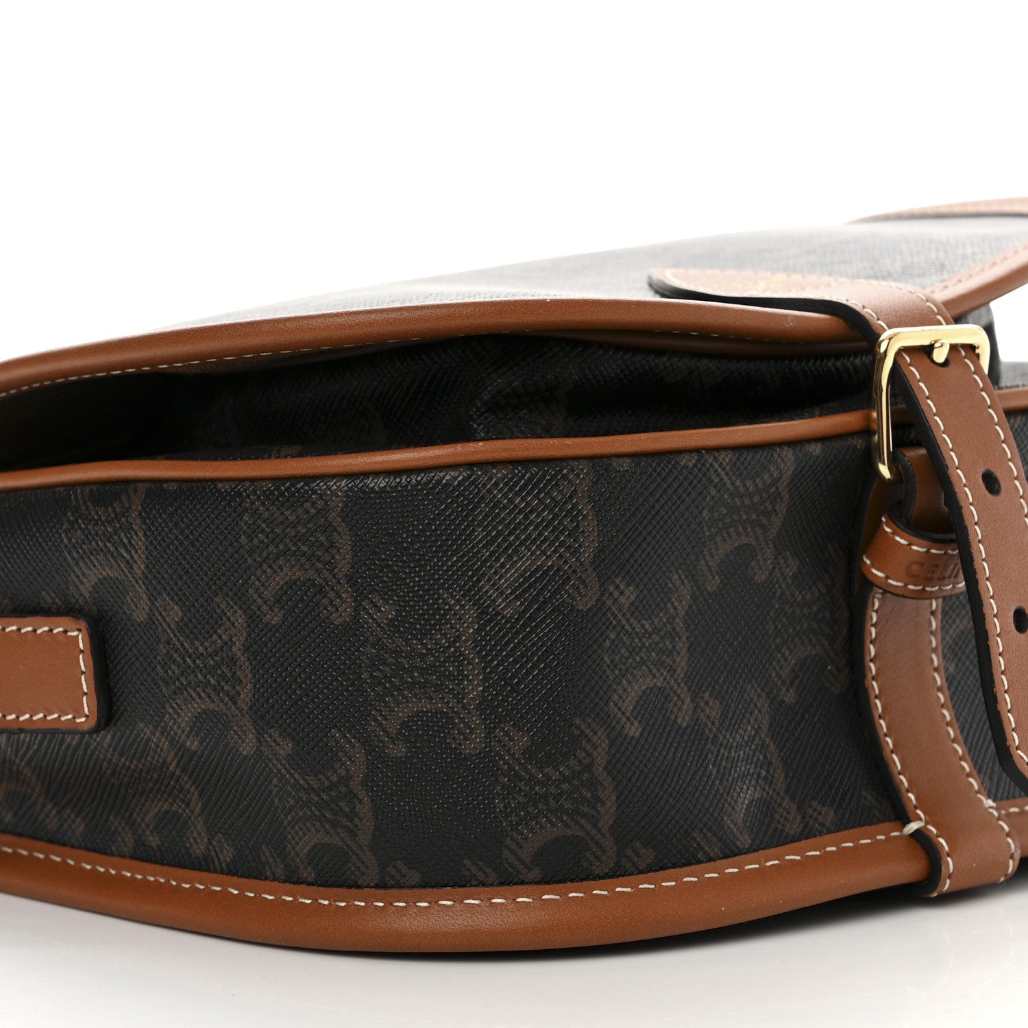 Celine Triomphe Canvas Medium Folco Bag Tan 8 of 12