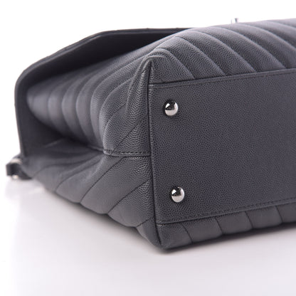 Chanel Caviar Chevron Quilted Medium Coco Handle Flap Dark Grey 10 of 13