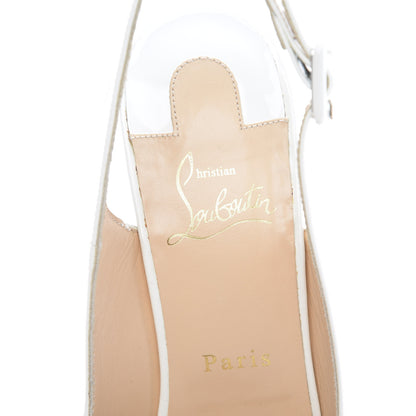Christian Louboutin Suede Cork Une Plume Sling 140 Wedges 39.5 White 7 of 9