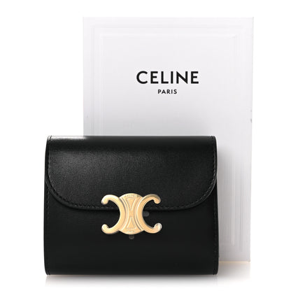 Celine Shiny Smooth Lambskin Small Triomphe Wallet Black 11 of 11