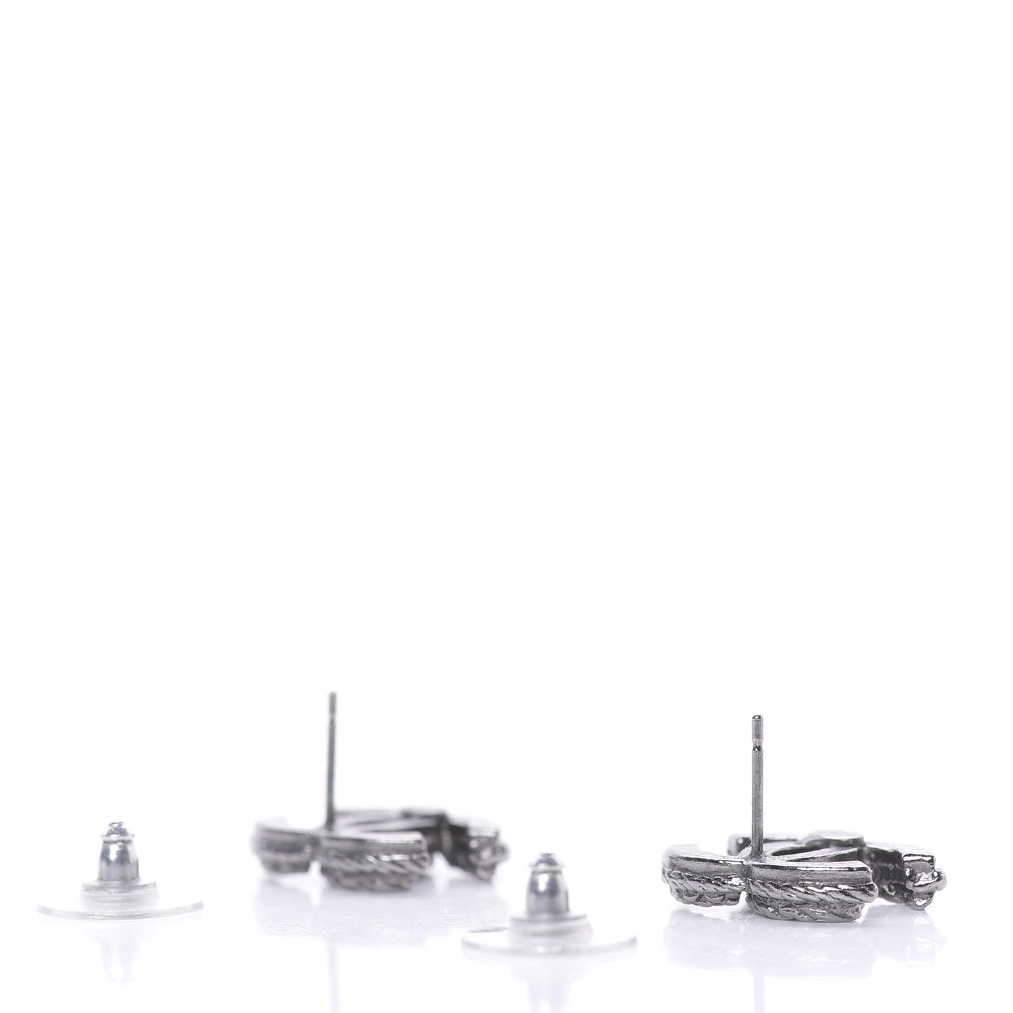 Ruthenium Twisted CC Earrings Silver
