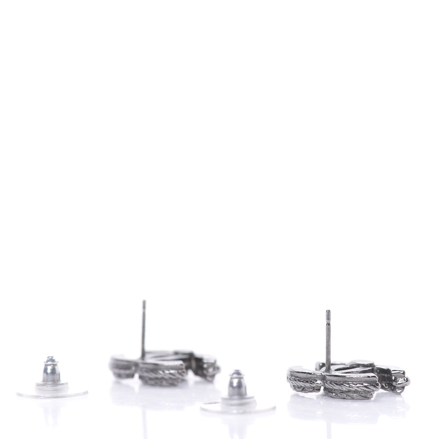 Chanel Ruthenium Twisted CC Earrings Silver 3 of 4
