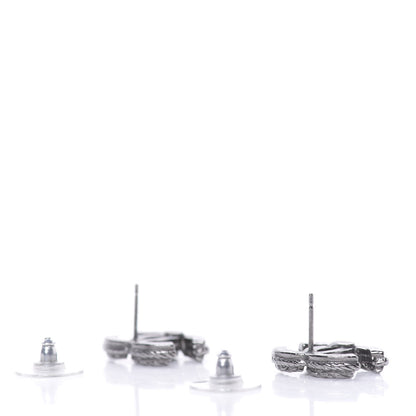 Chanel Ruthenium Twisted CC Earrings Silver 3 of 4