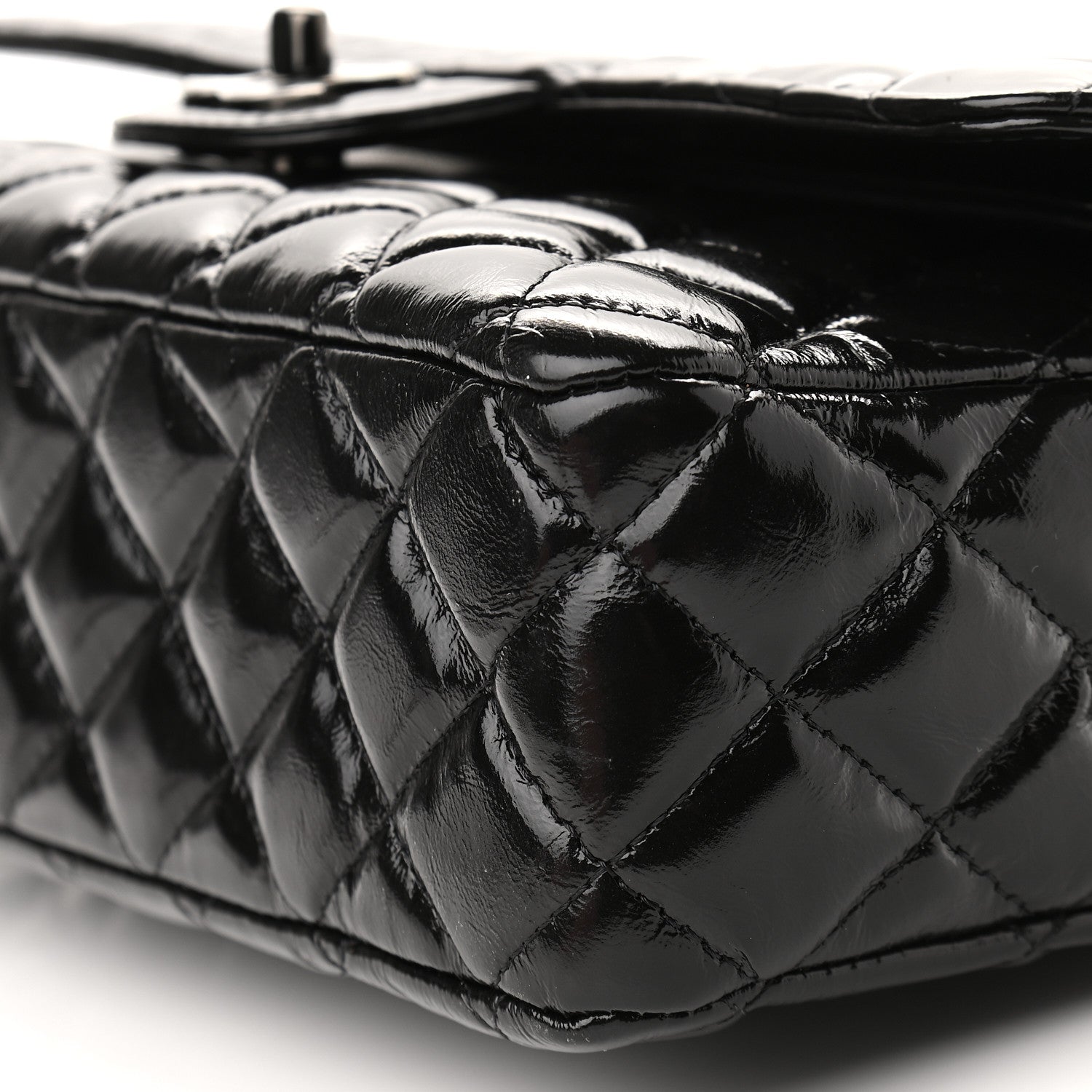 Chanel Shiny Crumpled Calfskin Quilted Medium Double Flap So Black 9 of 9