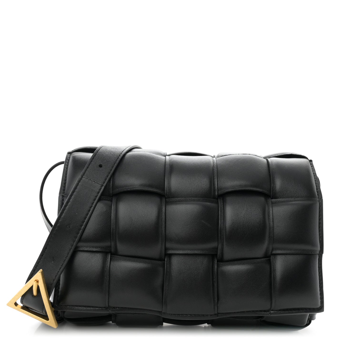 Nappa Maxi Intreccio Padded Cassette Crossbody Bag Black