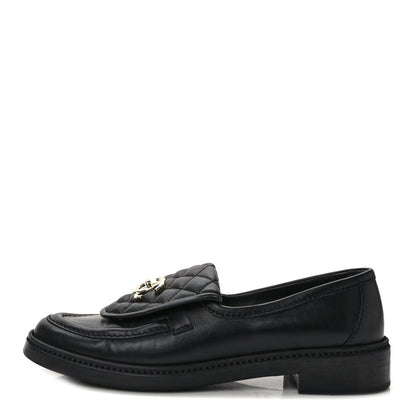 Chanel Lambskin Quilted CC Turnlock Loafers 39.5 Black 1 of 12
