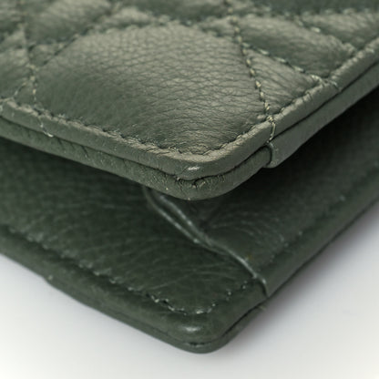 Christian Dior Calfskin Cannage Caro Zipped Pouch With Chain Cedar Green 9 of 11