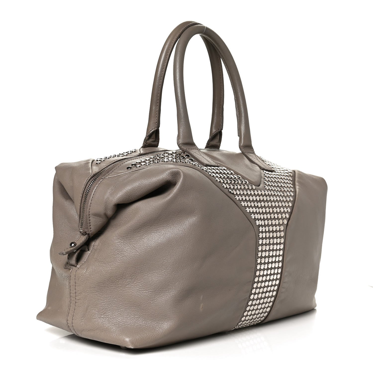 Saint Laurent Calfskin Studded Easy Sac Taupe 3 of 14