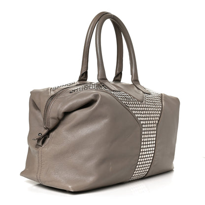 Saint Laurent Calfskin Studded Easy Sac Taupe 3 of 14