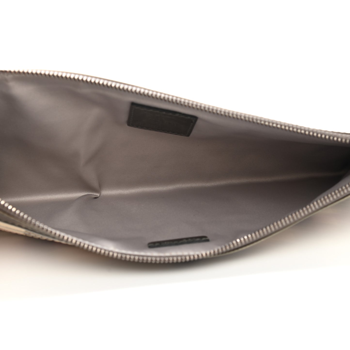 Metallic Patent Calfskin House Check Sliced Ashcombe Clutch