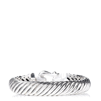 David Yurman Sterling Silver Diamond 10mm Cable Buckle Bracelet 3 of 4