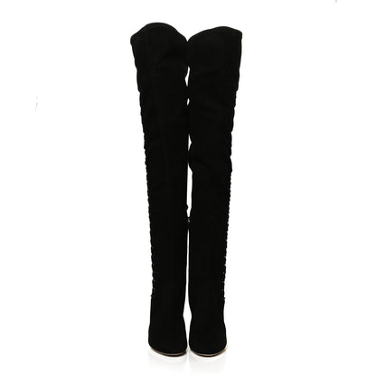 Jimmy Choo Suede Marie 100 Knee High Boots 36 Black 2 of 10