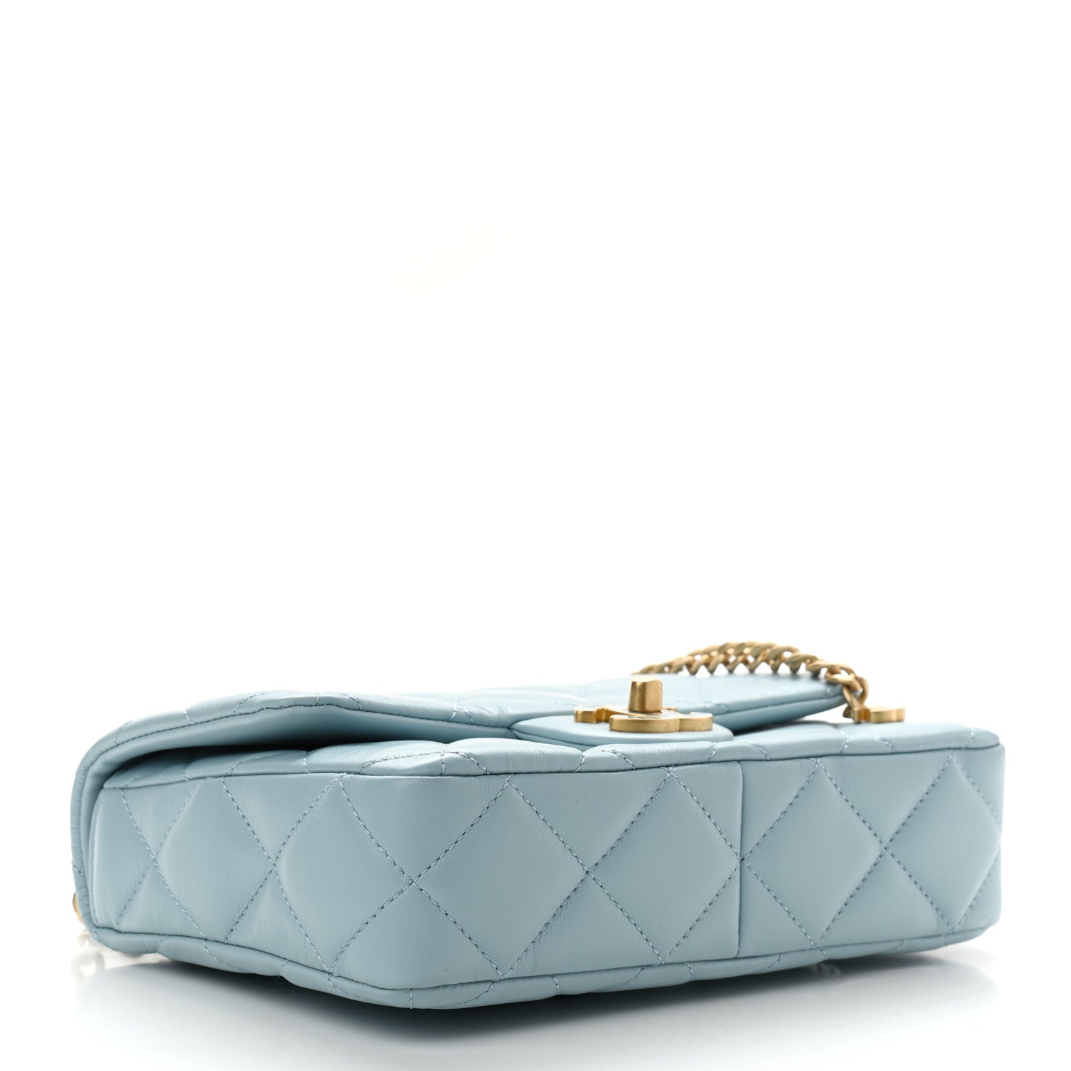 Chanel Lambskin Enamel Quilted Pending CC Mini Square Flap Light Blue 4 of 9