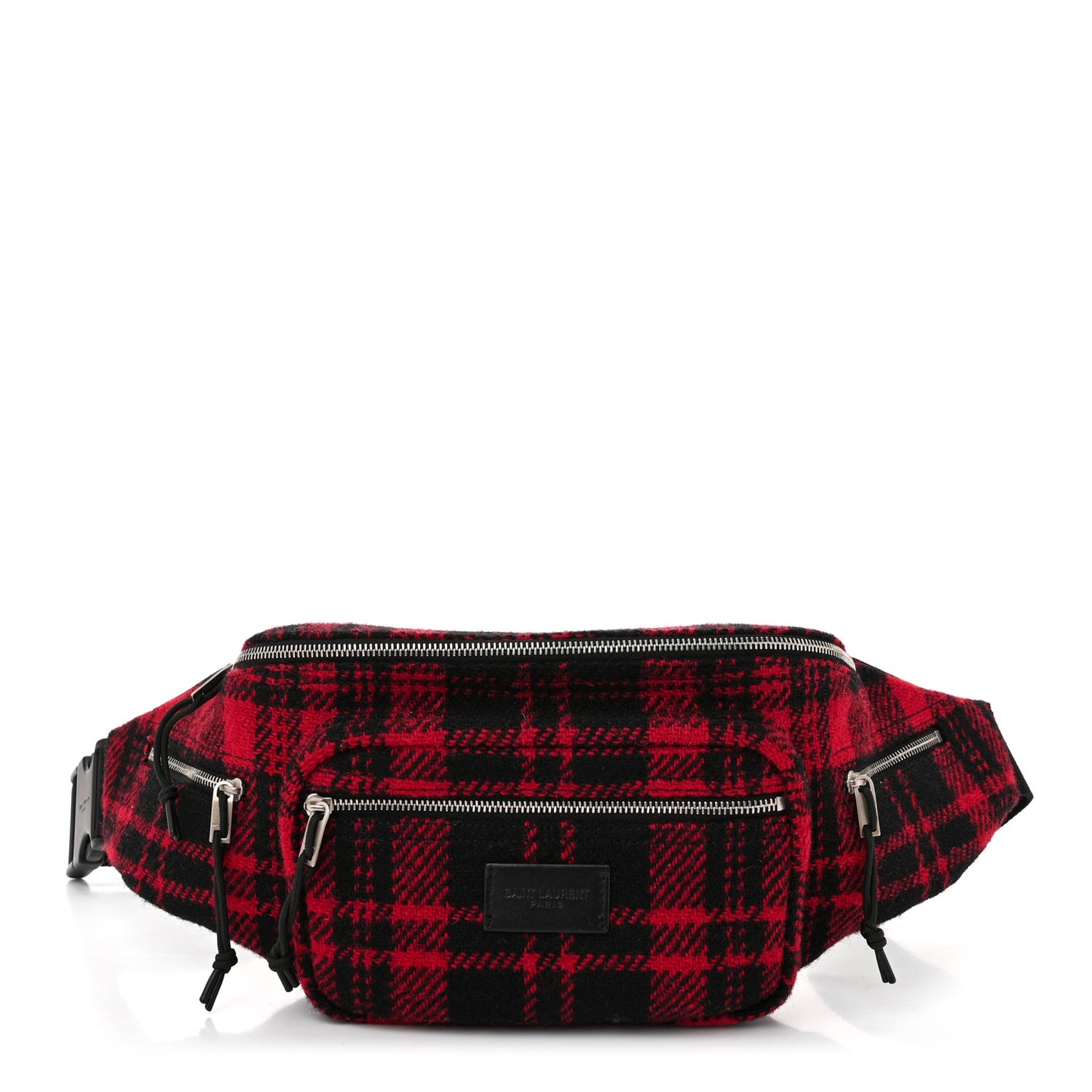Wool Tartan Body Belt Bag Red Black
