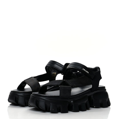 Prada Rubber Nylon Velcro Womens Cloudbust Thunder 50mm Sandals 38.5 Black 3 of 8