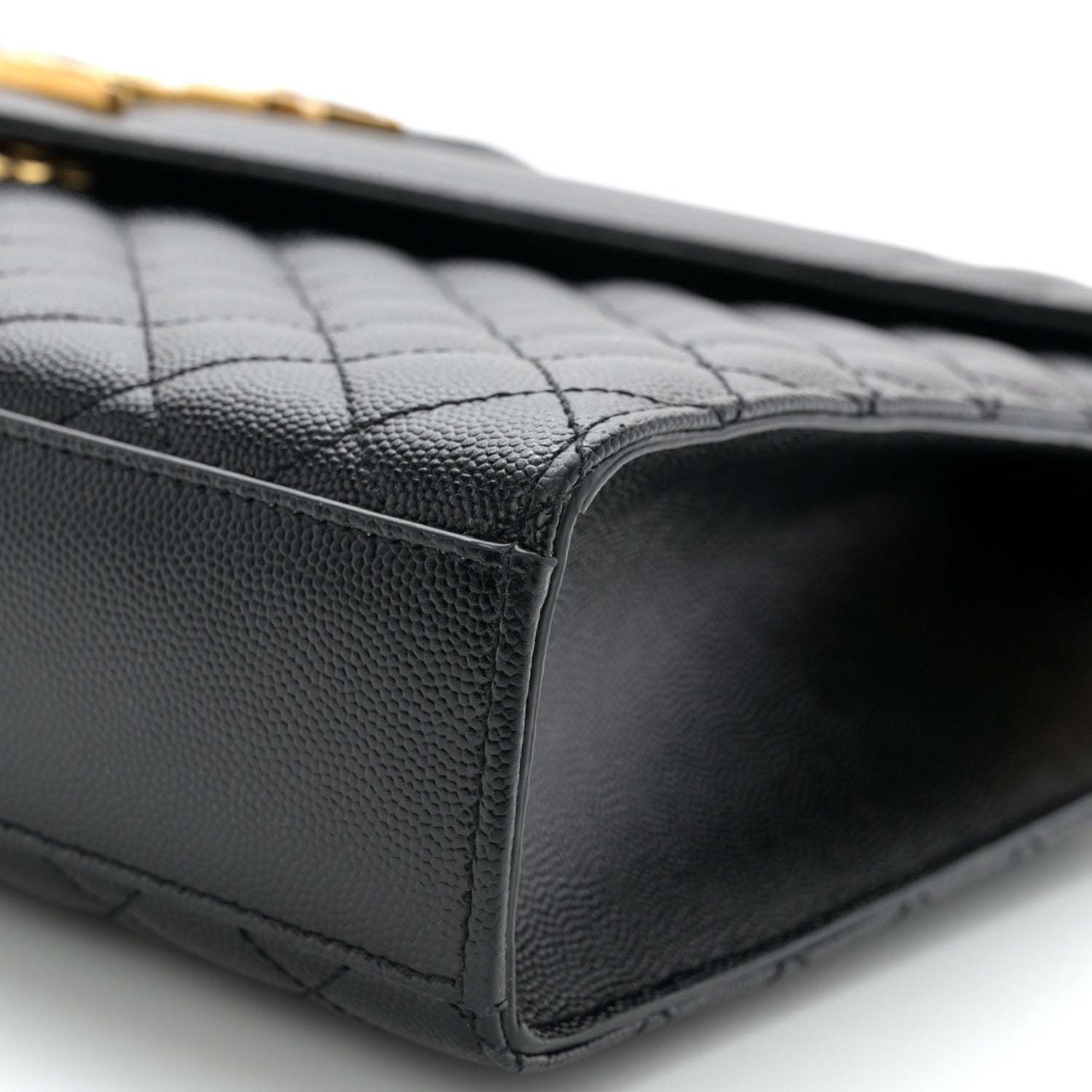 Saint Laurent Grain De Poudre Textured Mixed Matelasse Large Triquilt Monogram Satchel Black 10 of 11