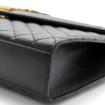 Saint Laurent Grain De Poudre Textured Mixed Matelasse Large Triquilt Monogram Satchel Black 10 of 11