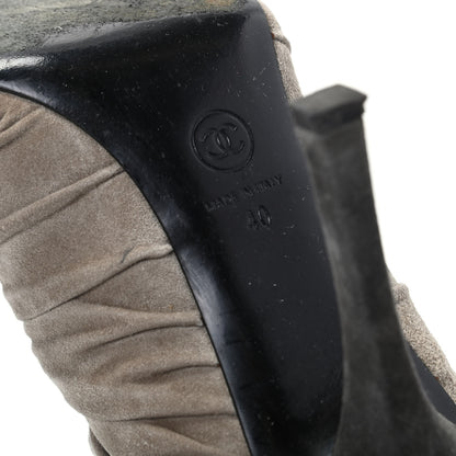 Chanel Suede Cap Toe Camellia Short Boots 40 Grey 9 of 9