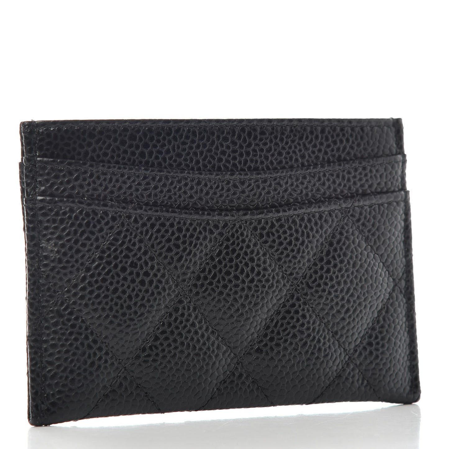 Caviar Quilted Card Holder Black