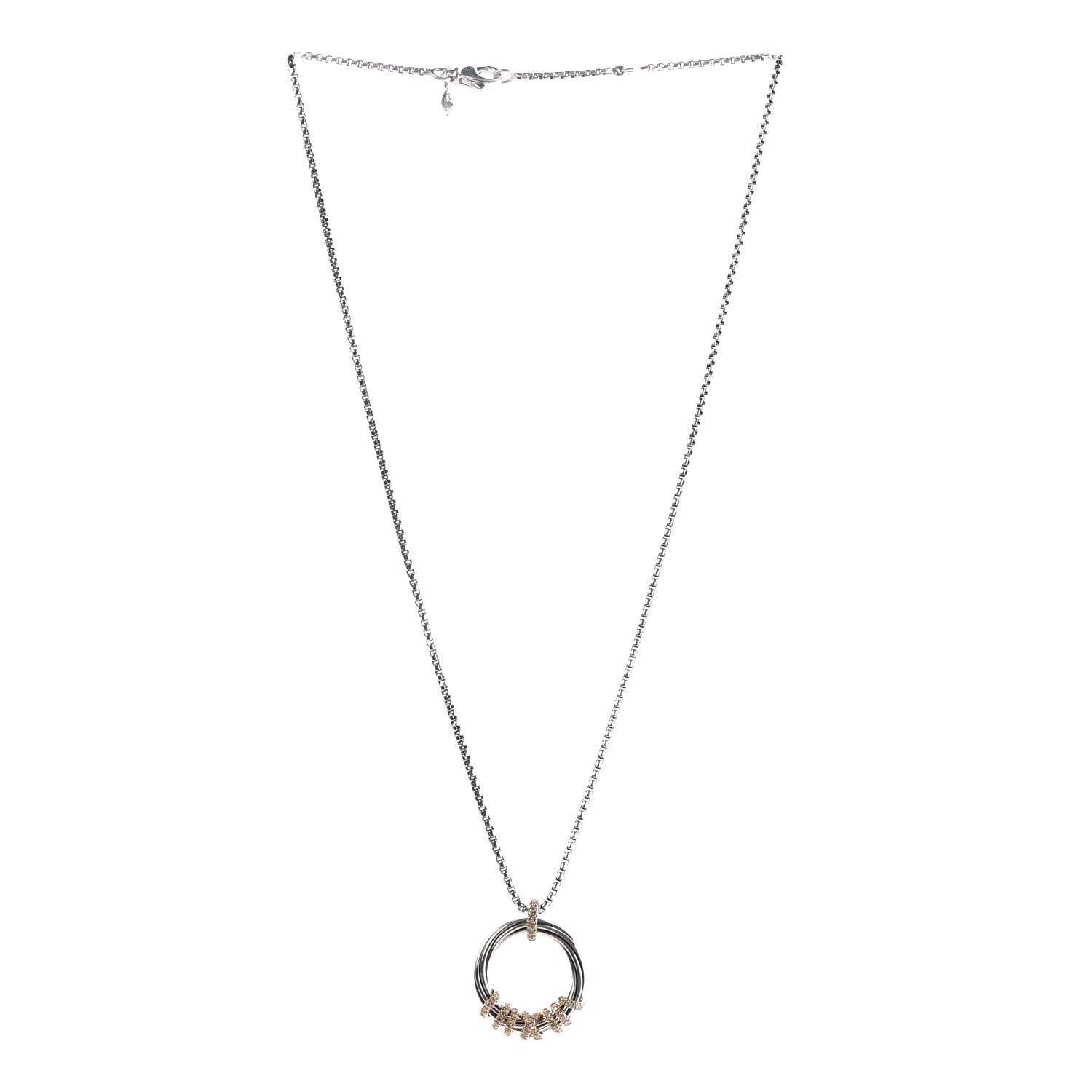 David Yurman Sterling Silver 18K Yellow Gold Diamond Helena Necklace 3 of 16