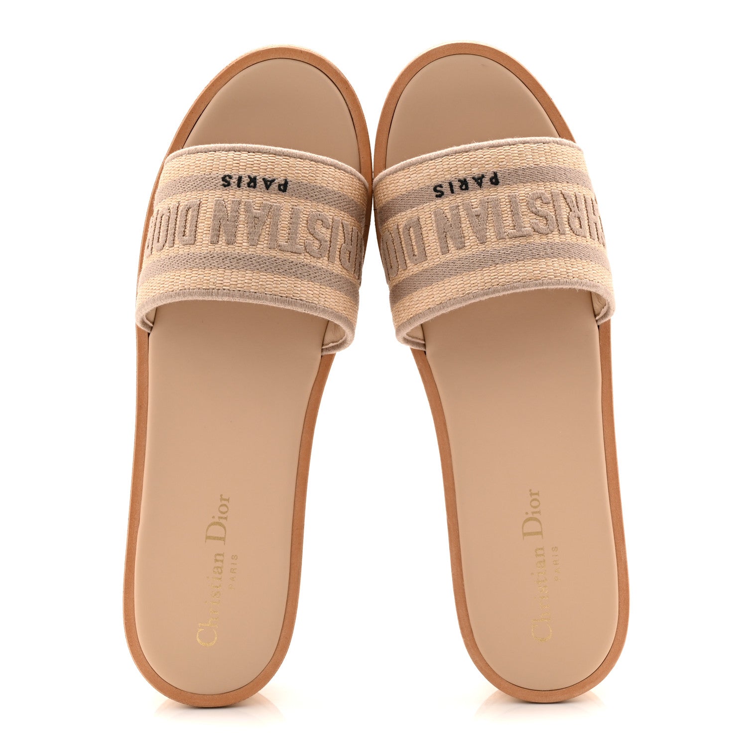 Christian Dior Raffia Dioriviera Embroidered Dway Platform Slide