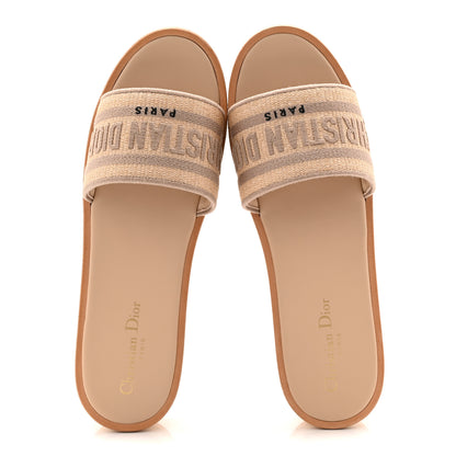 Christian Dior Raffia Dioriviera Embroidered Dway Platform Slide Sandals 40 Cookie 5 of 10