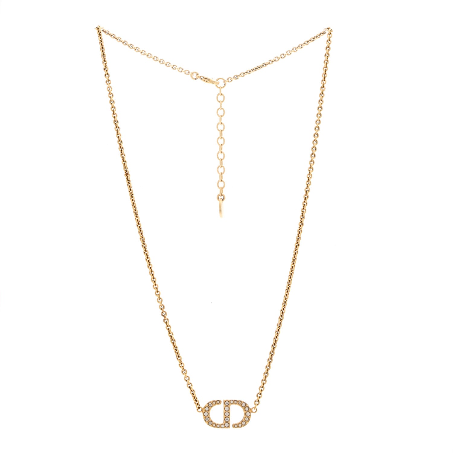 Christian Dior Metal Crystal Clair D Lune Necklace Gold 3 of 7