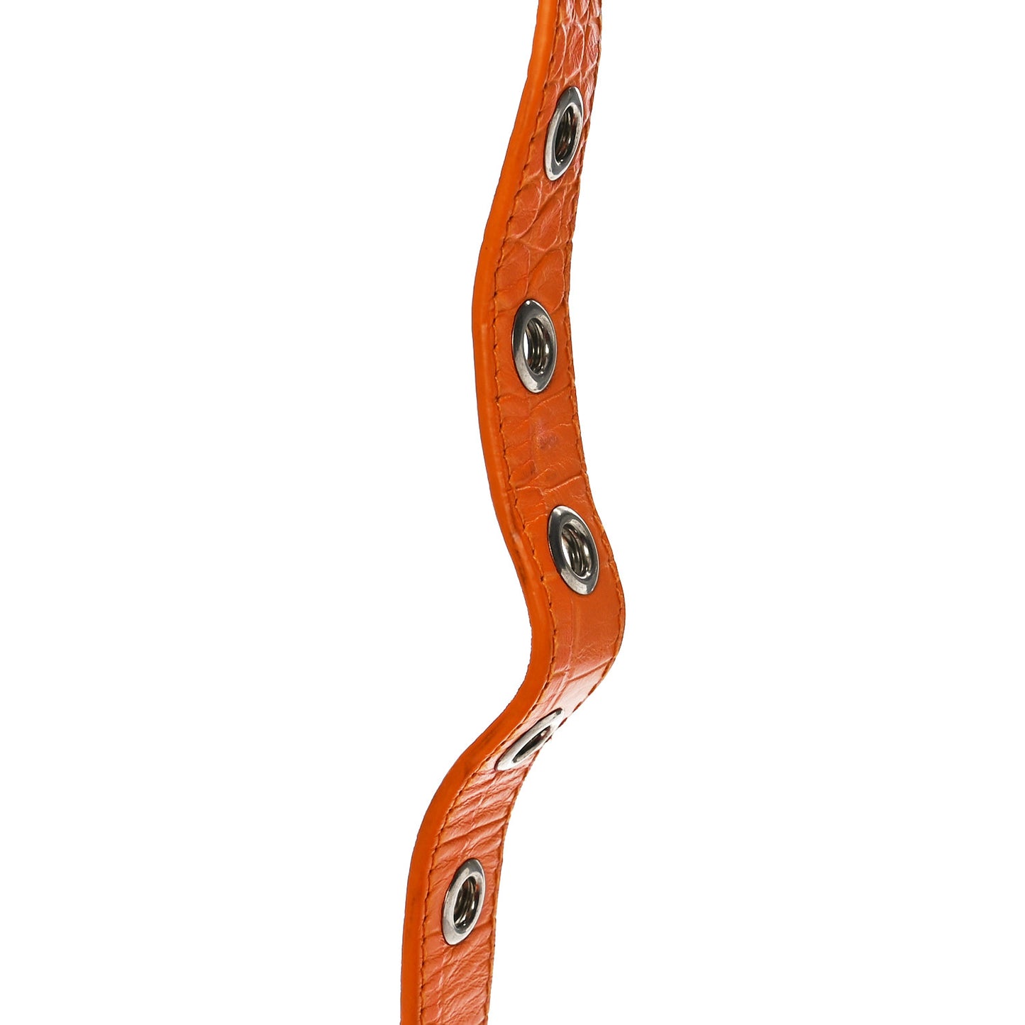 Extra Supple Calfskin Crocodile Embossed Le Cagole Shoulder Bag XS Pop Orange