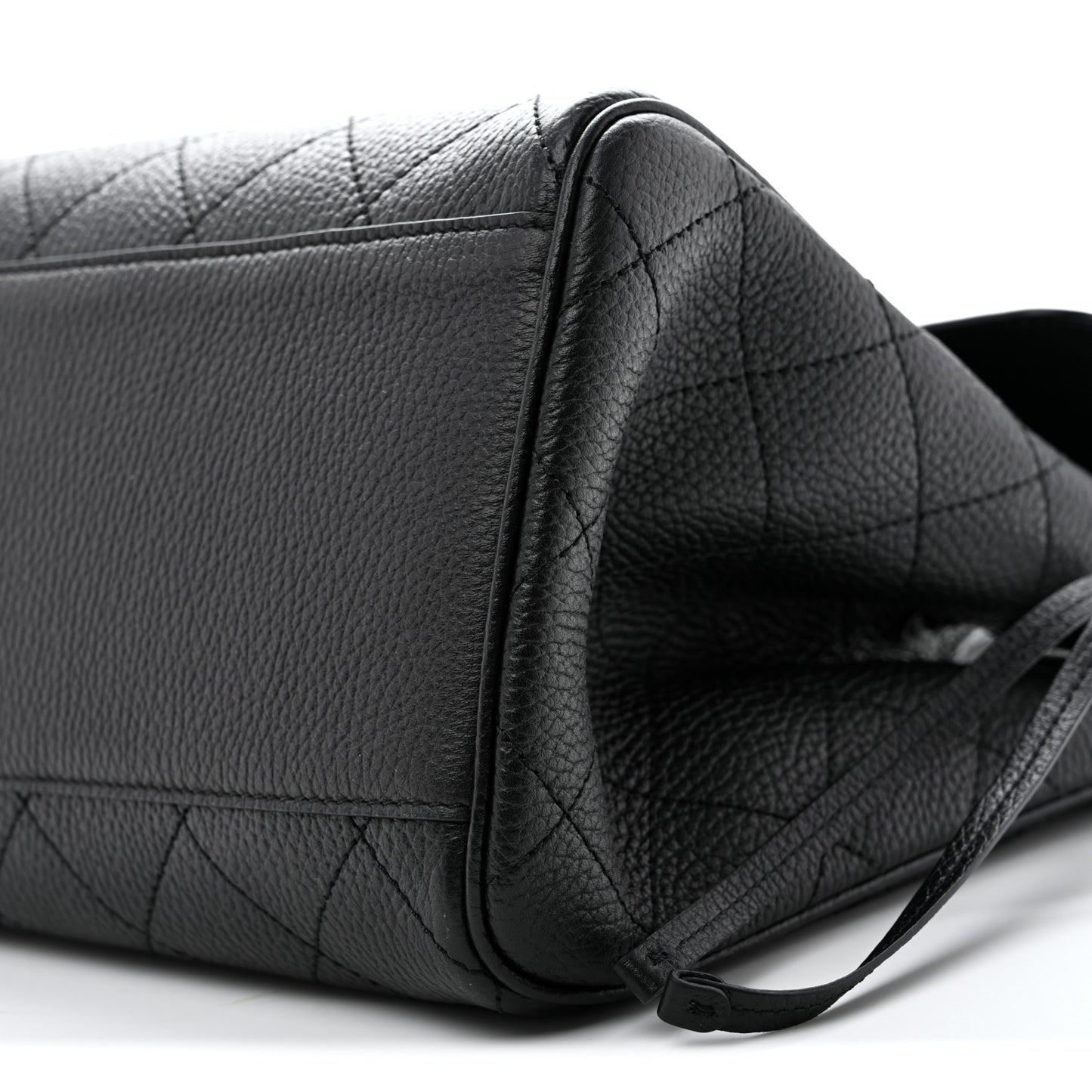 Grained Calfskin Stitched Urban Essentials Shopping Bag Black