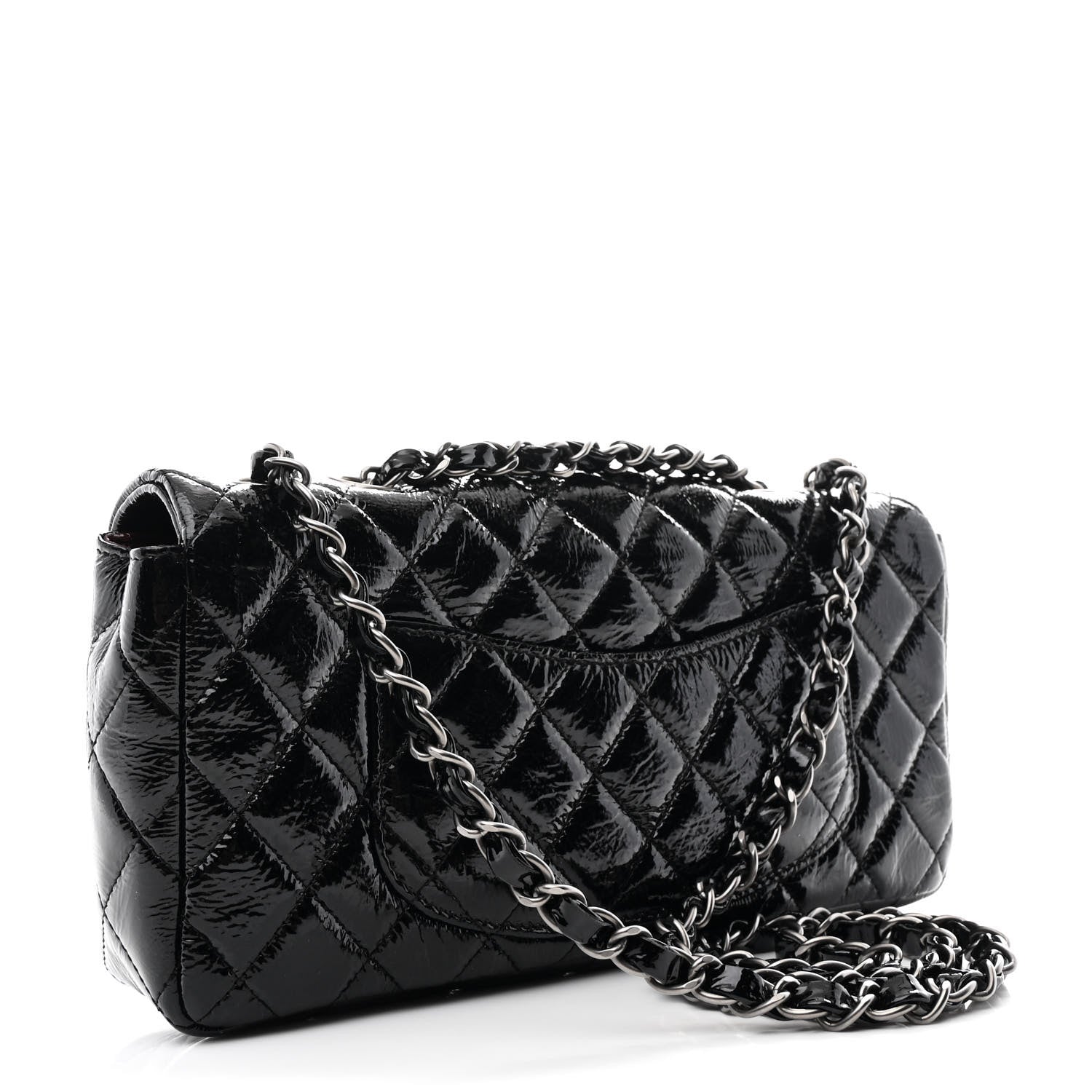 Chanel Crinkled Patent Quilted East West Flap Black 2 of 10