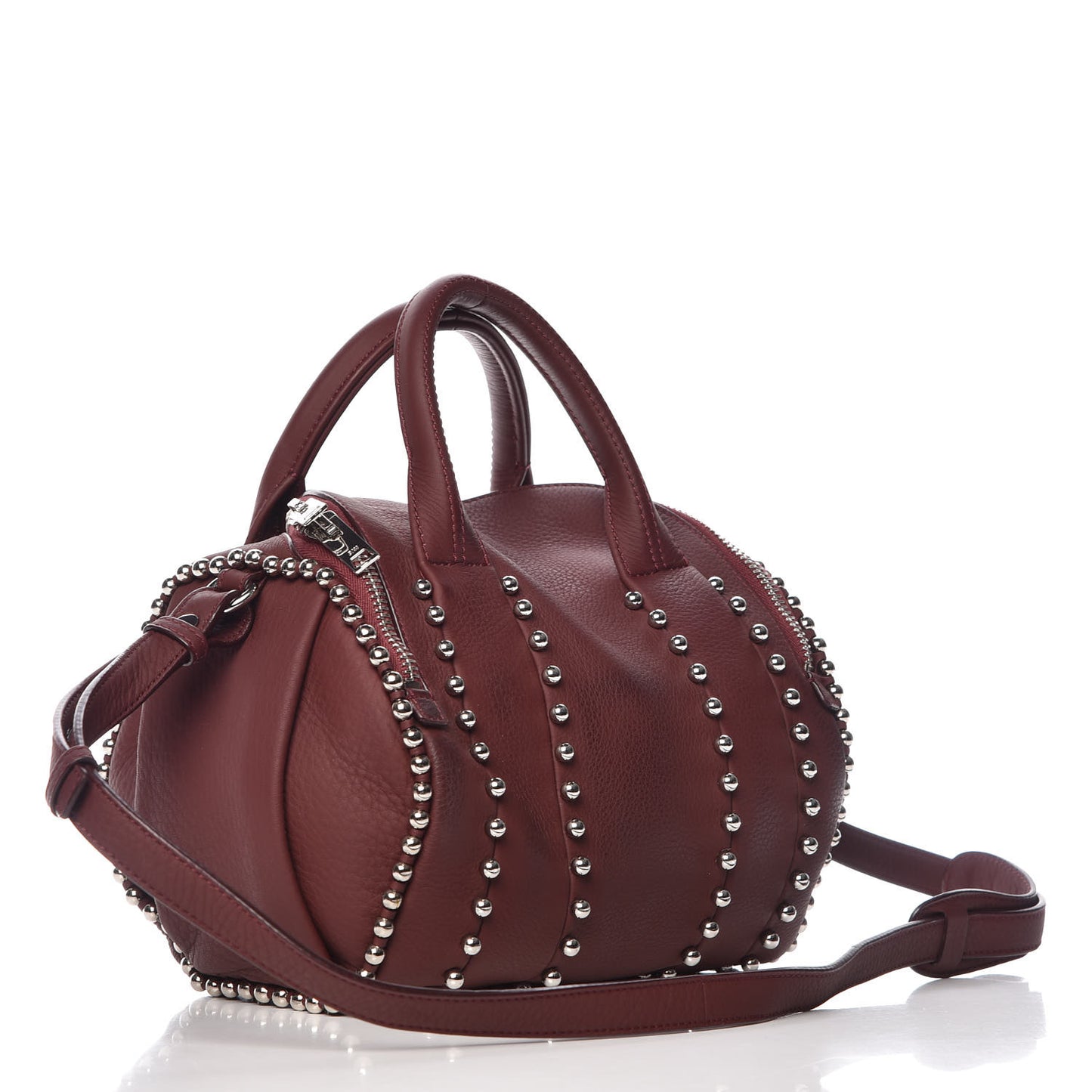 Calfskin Studded Rockie Matte Beet Rodium Hardware