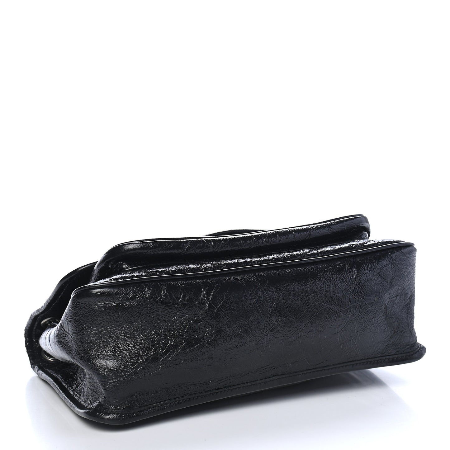 Crinkled Calfskin Matelasse Monogram Medium Niki Chain Satchel Black