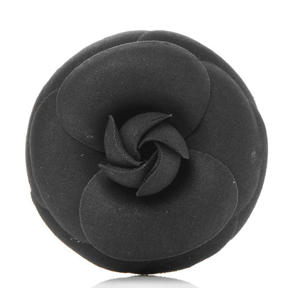 Chanel Silk Taffeta Camellia Brooch Pin Black 1 of 5
