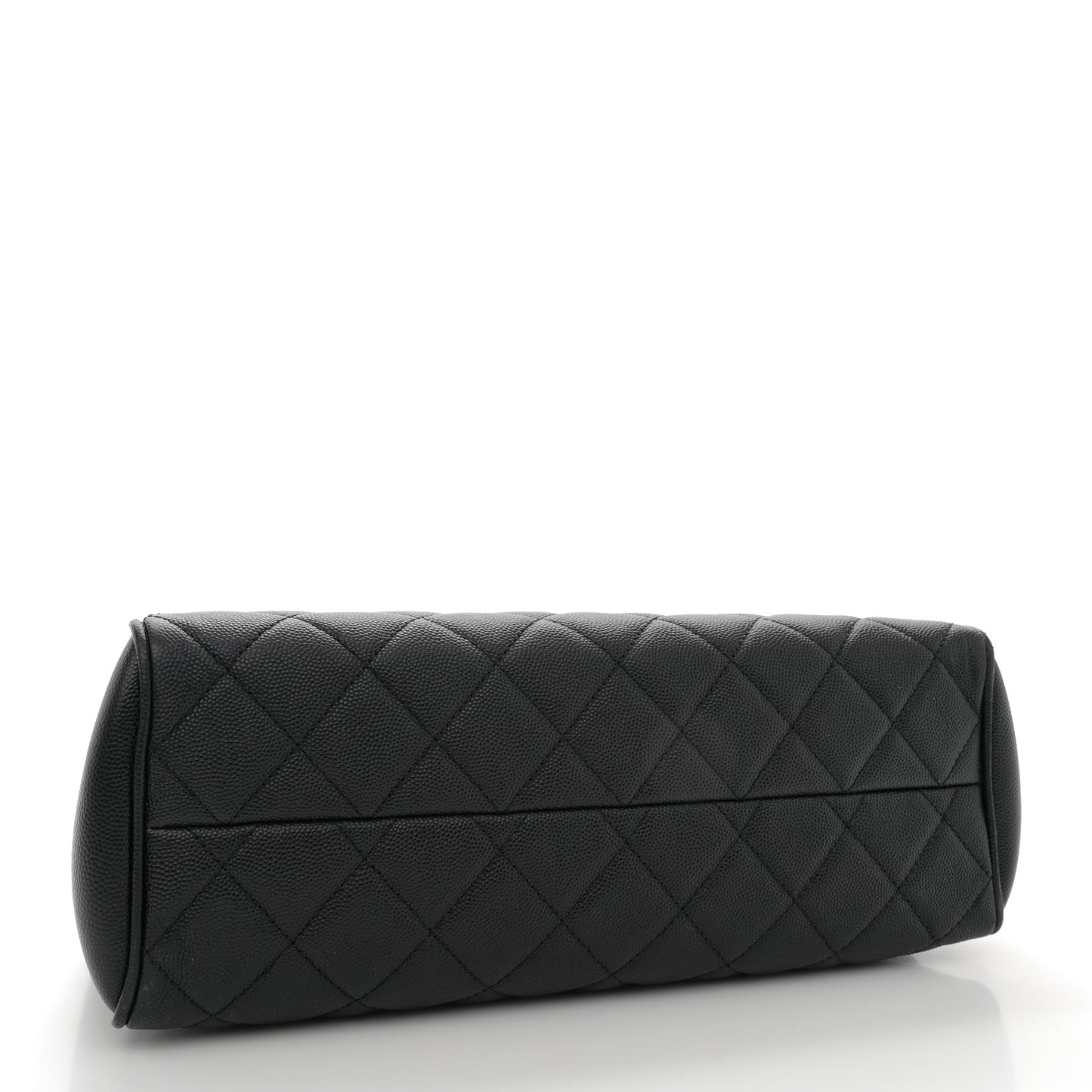 Caviar Quilted In Out Flap Shopping Tote Black
