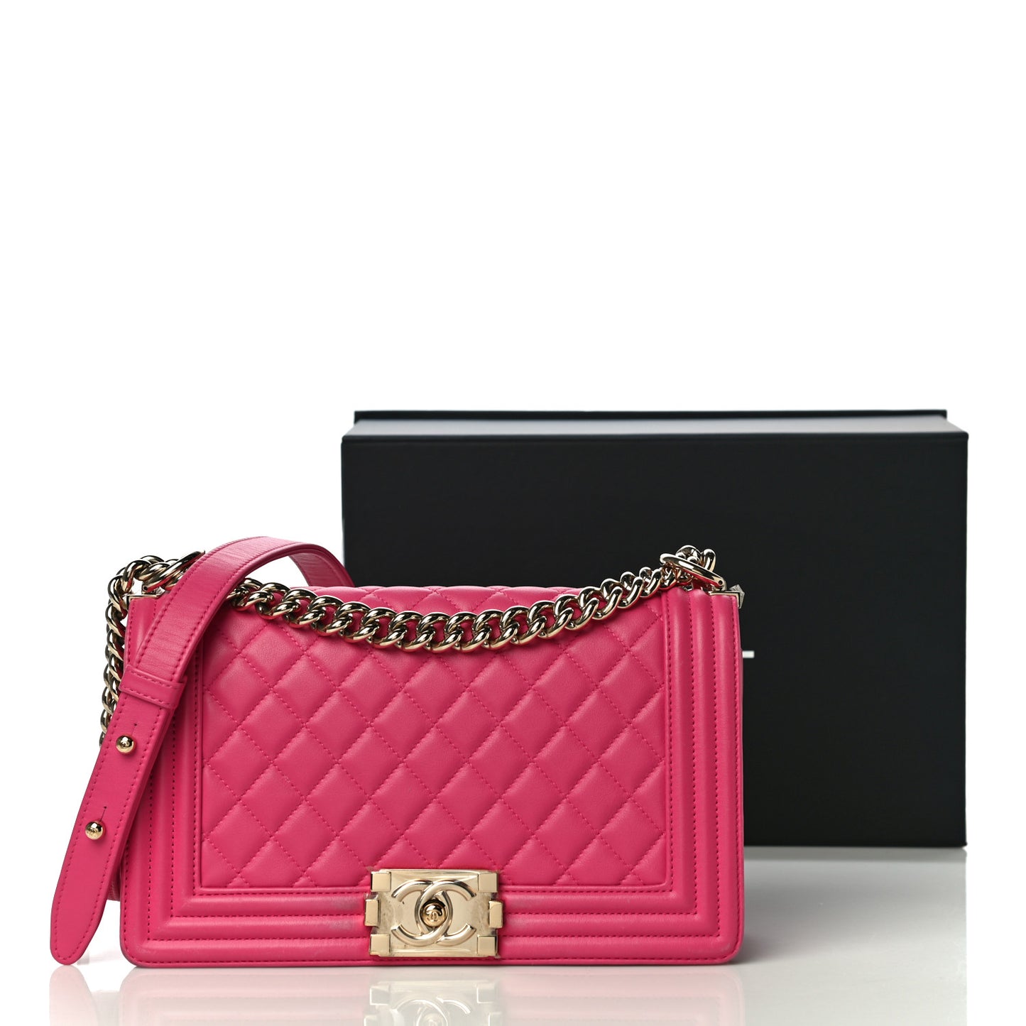 Lambskin Quilted Medium Boy Flap Pink
