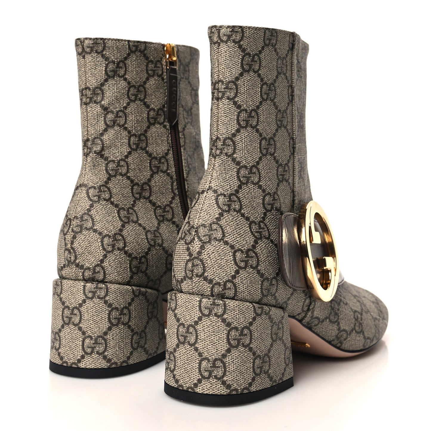 GG Supreme Monogram Malaga Kid Blondie 55mm Ankle Boots 37.5 Beige Ebony New Acero