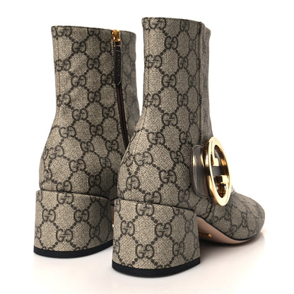 Gucci GG Supreme Monogram Malaga Kid Blondie 55mm Ankle Boots 37.5 Beige Ebony New Acero 4 of 9