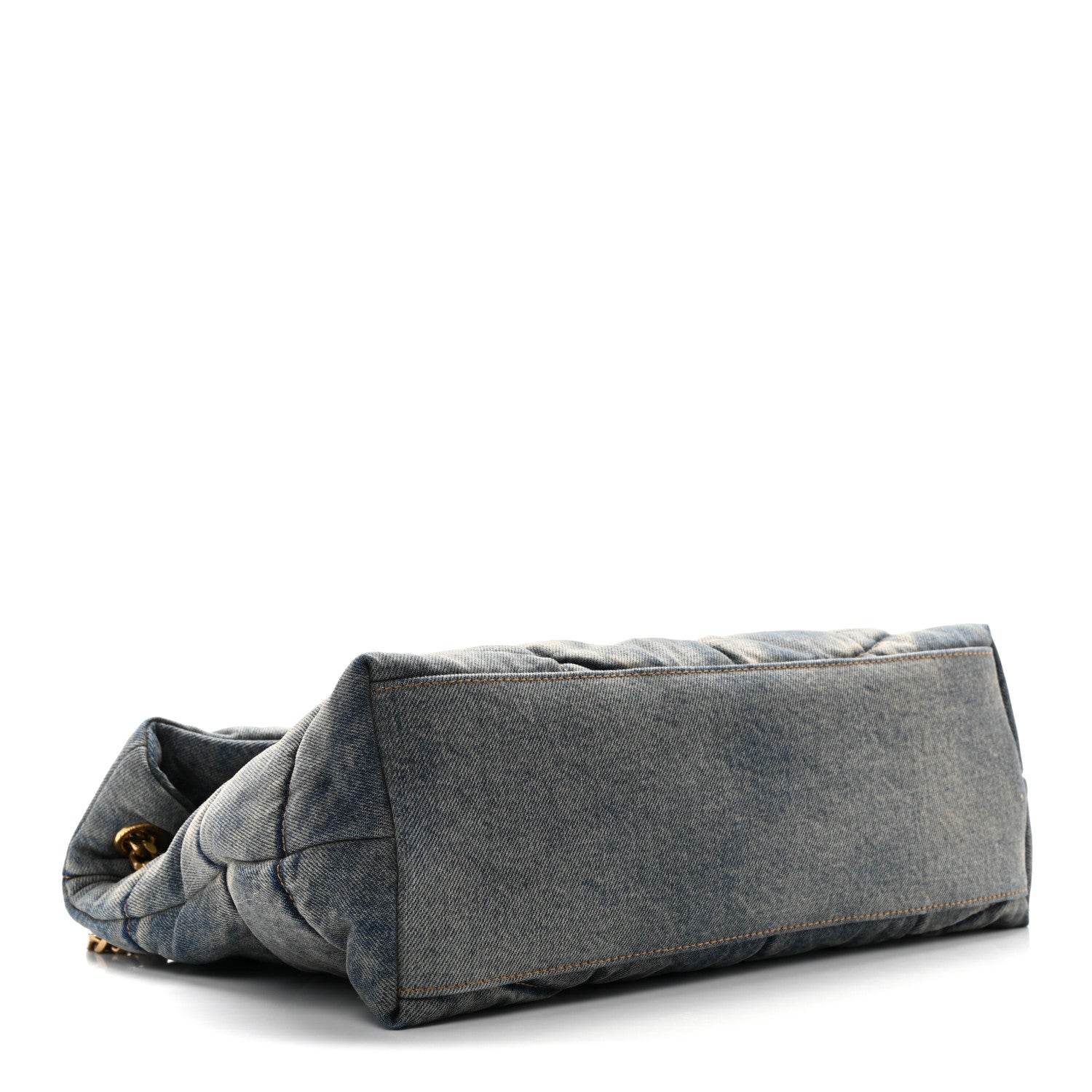 Saint Laurent Denim Quilted Medium Loulou Puffer Monogram Chain Satchel Blue Cinnamon 4 of 10