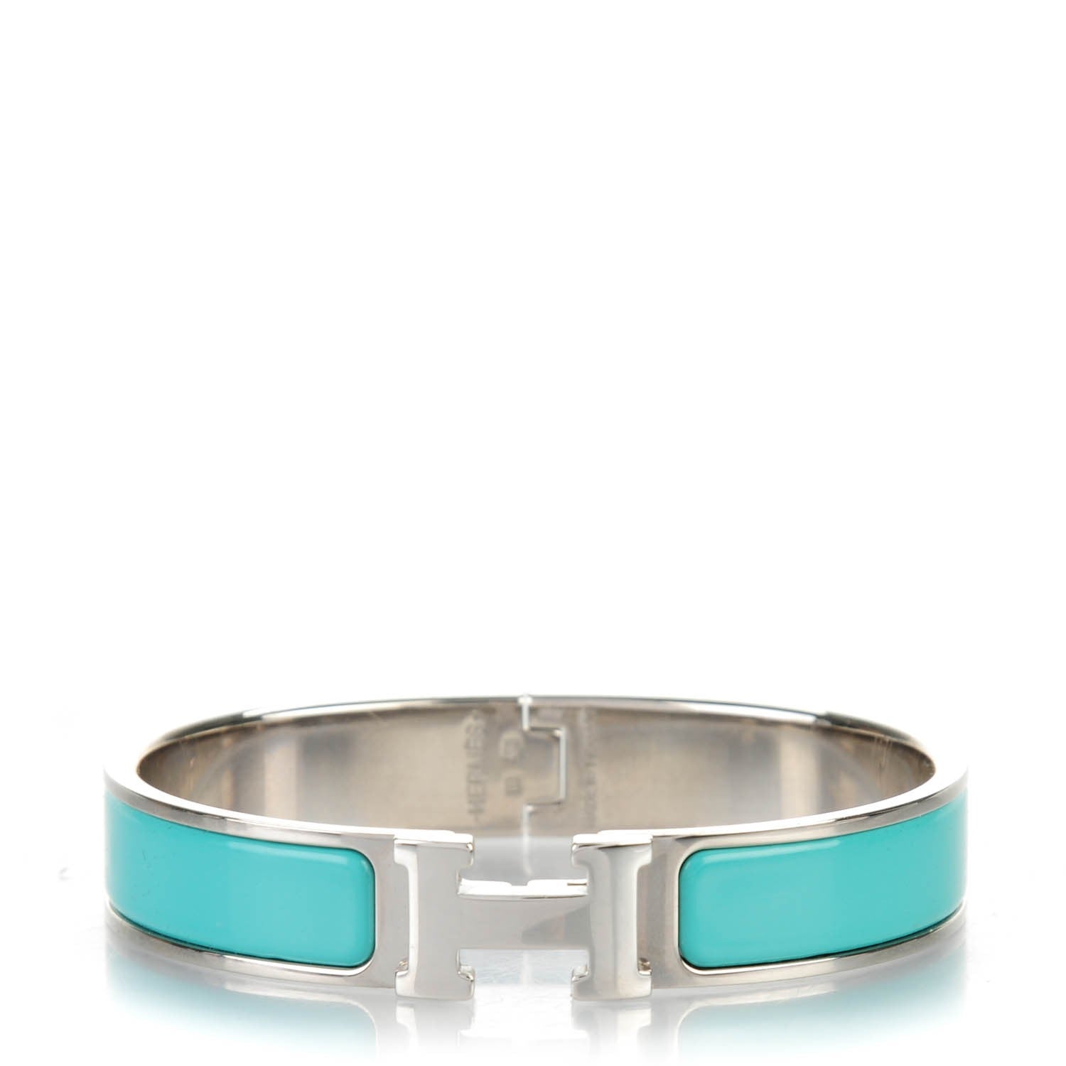 Hermes Enamel Narrow Clic Clac H Bracelet GM Bleu Atoll 1 of 5