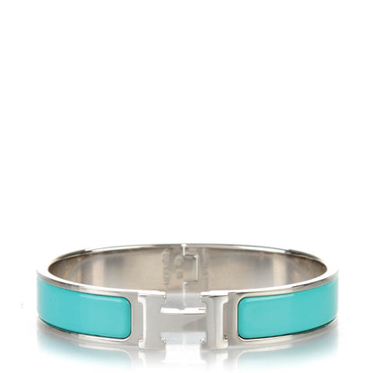 Hermes Enamel Narrow Clic Clac H Bracelet GM Bleu Atoll 1 of 5