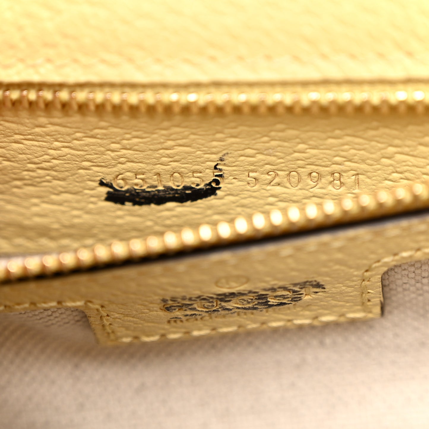 Monogram Jumbo GG Textured Dollar Calfskin Mini Ophidia Padlock Top Handle Shoulder Bag Camel Banana