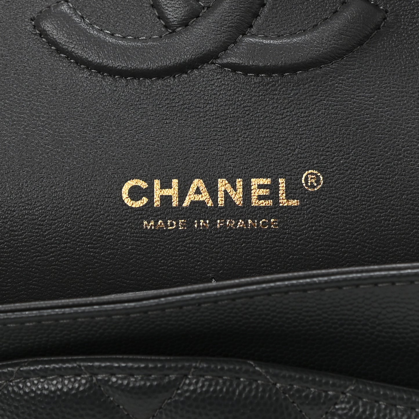 Caviar Quilted Medium Double Flap Dark Grey